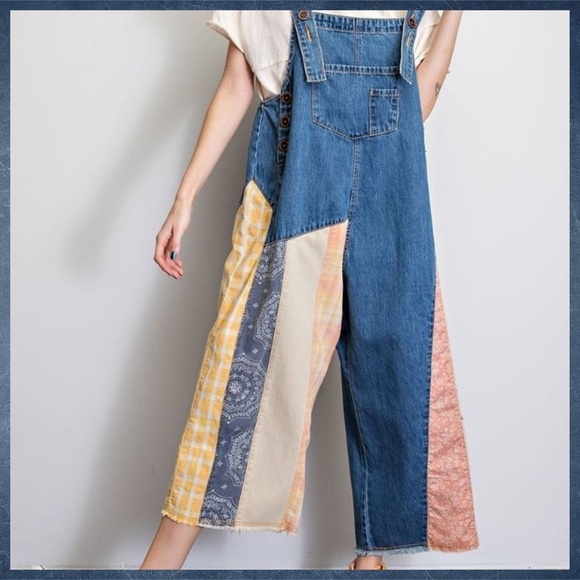easel Jeans Easel Only 4 Left Only The Best Oversized Denim Overalls Wpatchwork Details
